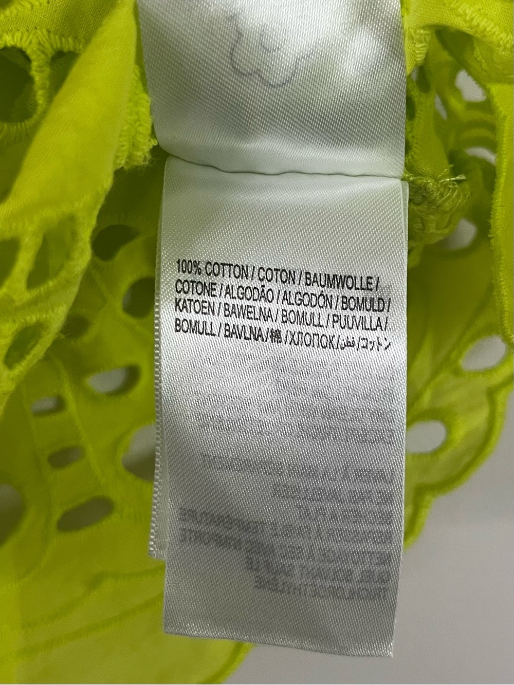 FARM Rio Palm Tree Richelieu Eyelet Ruffle Blouse Lime XS - Picture 10 of 12